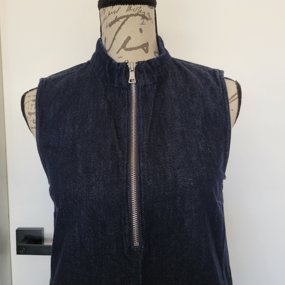 Gap Denim Dark Wash Zip Mini Dress with Pockets Size Small - Picture 3 of 9